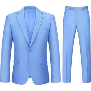 Men's Sky 2 Piece Suits Slim Fit One Button Business Wedding Party